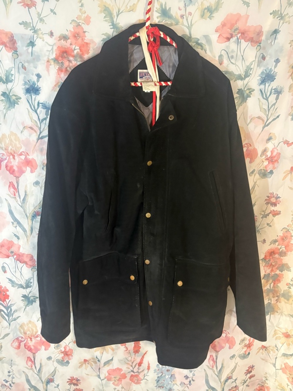Vintage Men's Black Suede Button-Front Jacket